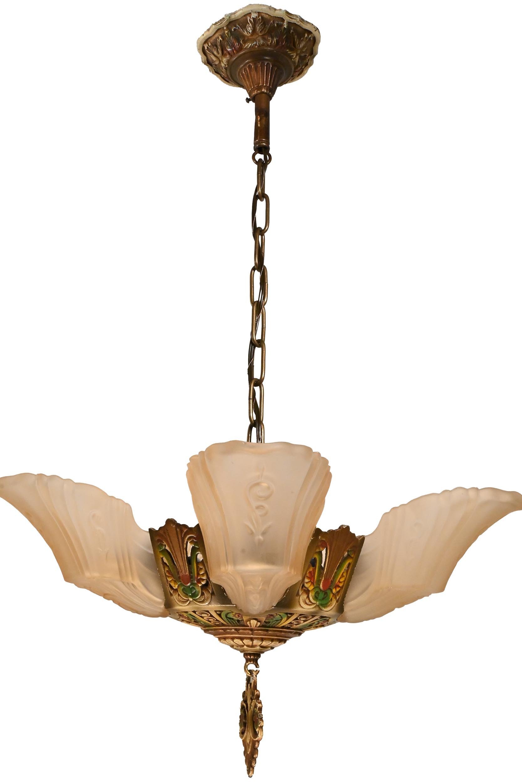 batwing iridescent 3 light slipper shade midwest mfg chandelier